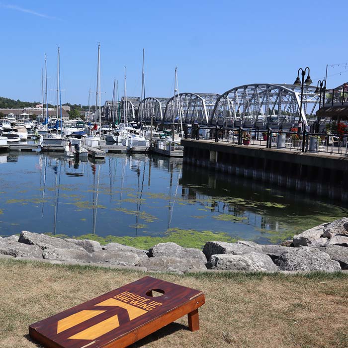 The Historic Sturgeon Bay Bridge that inspired the name to Bridge Up Brewing craft beer brewery and taprooms in Door County